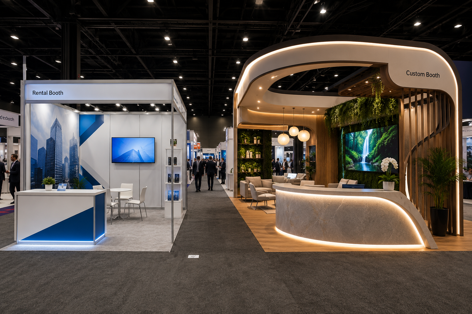 brand impact trade show booth rental vs custom booth